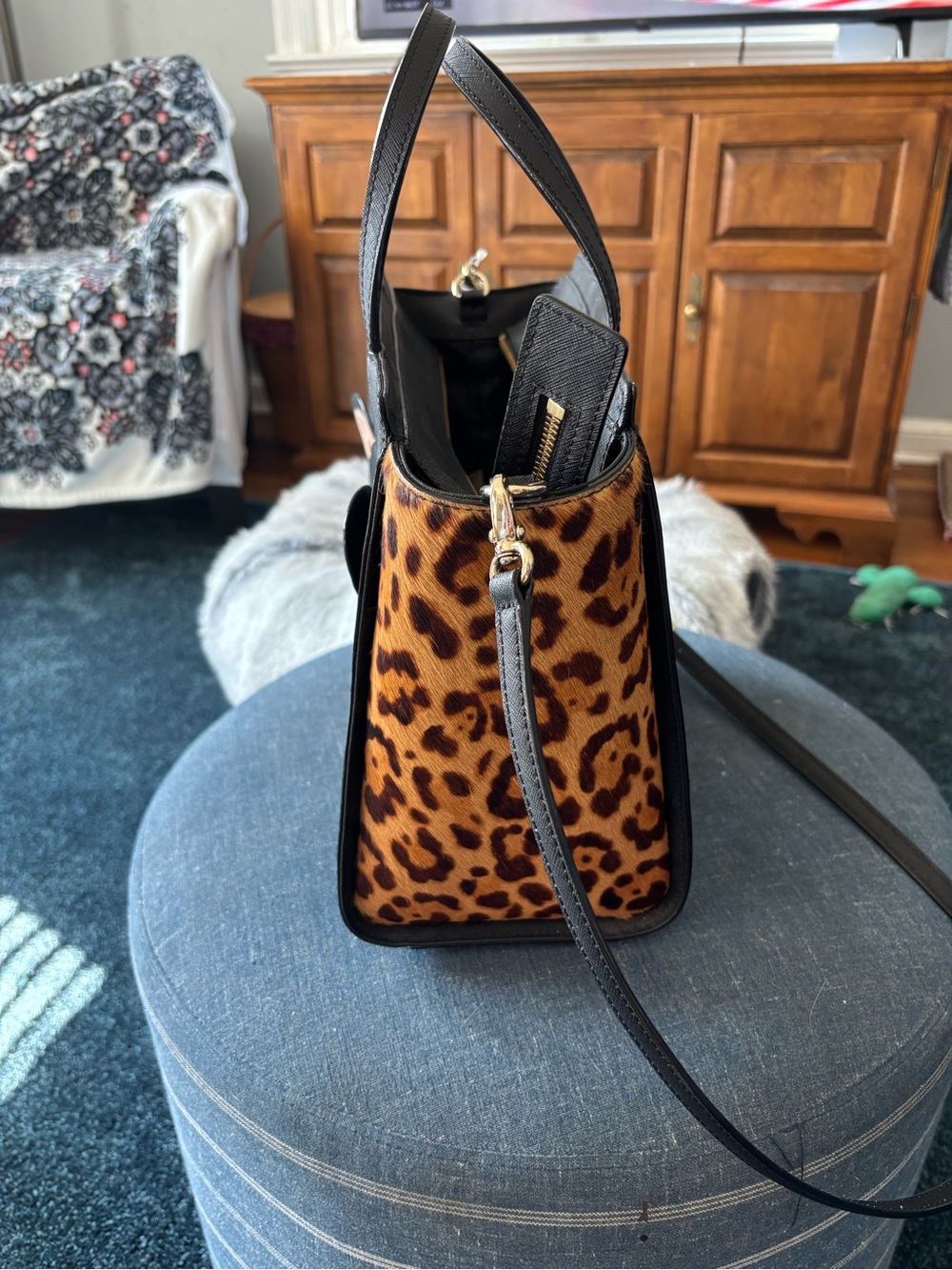 kate spade Black Cat Appliqué Crossbody with Leopard Sides - Picture 2 of 3